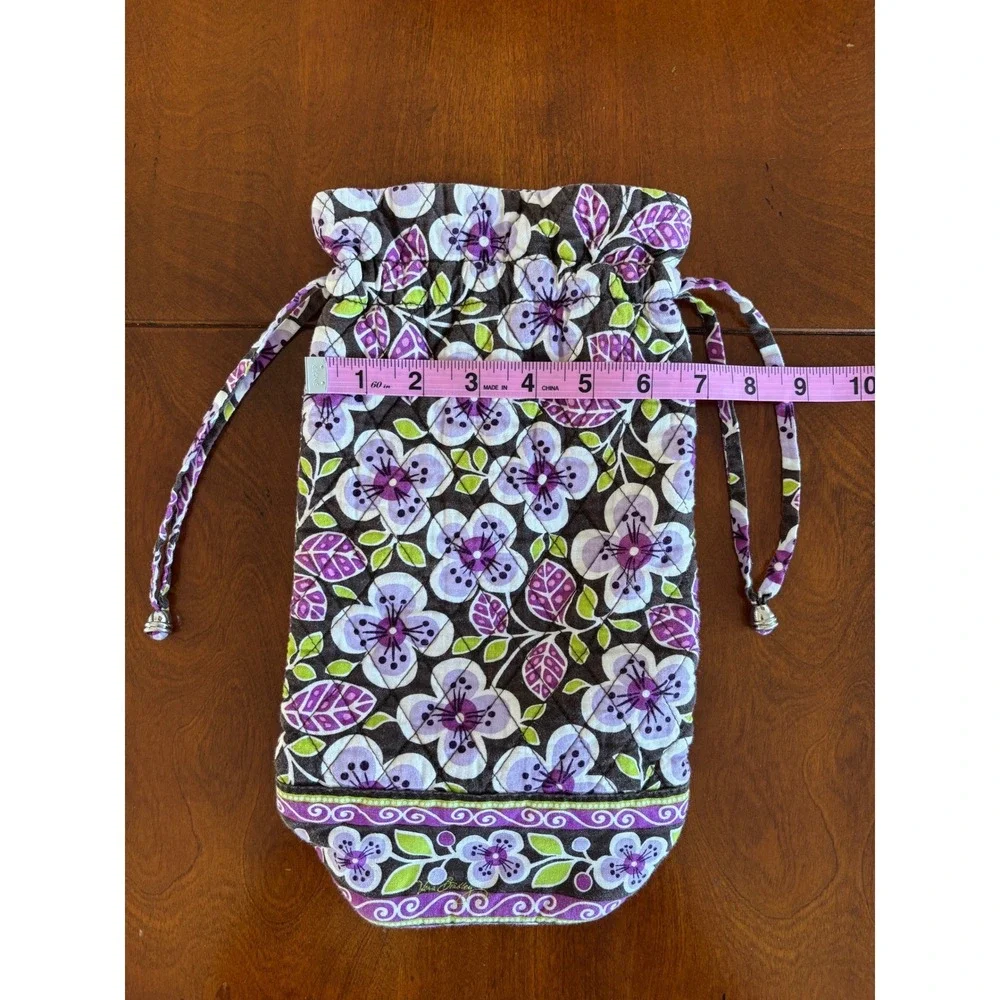 Vera Bradley Quilted Wine Bottle Gift Bag Purple Floral Drawstring Carrier